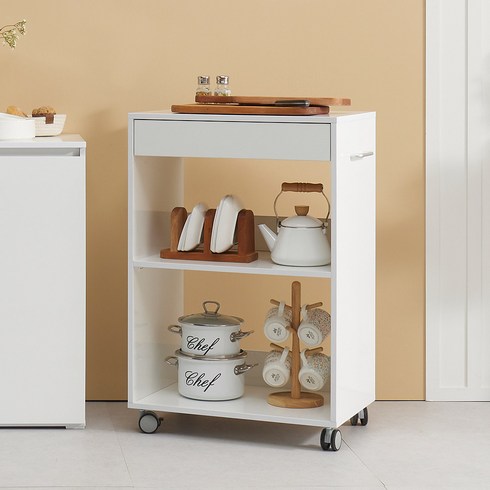 달리빙앤 루아 이동식 조리대 오픈형, 화이트