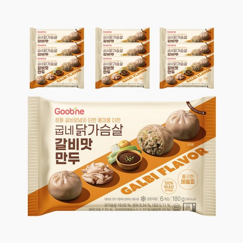 굽네 닭가슴살 갈비맛 만두 180g, 10개