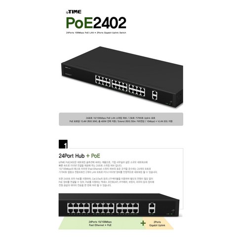 [POE2402] ipTIME 24포트 POE 지원 스위칭허브, 상세페이지 참조