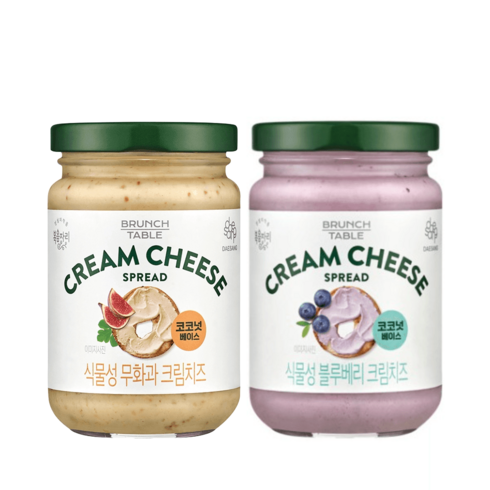 비건크림치즈 - 식물성 무화과 크림치즈+ 식물성 블루베리 크림치즈, 무화과 크림치즈+블루베리 크림치즈, 1개, 190g