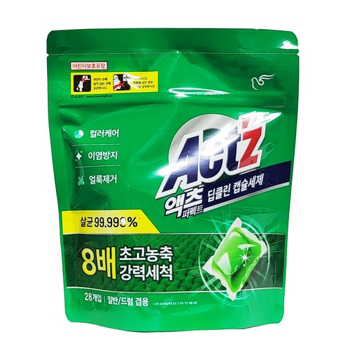  총112캡슐 액츠 퍼펙트 캡슐세제 4팩 - 피죤 액츠 퍼펙트 딥클린 캡슐세제, 28개입, 6개