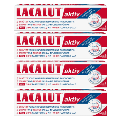 Lacalut 액티브 치약 100ml 4팩 Toothpaste active 100 ml, 4개, 0.1l