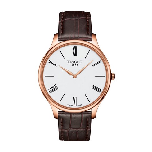 T063.409.36.018.00 티쏘 TISSOT 스위스 클래식 슬림 라인 로즈골드 남성용 가죽 손목시계