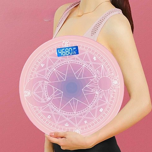 마법진체중계 몸무게 저울 공주 디지털 매직 카드캡터체리 다이어트, 상세 페이지 참고, 보라 마법진 (USB 충전형)