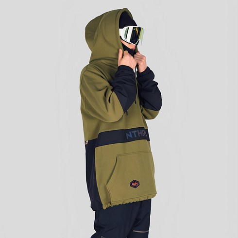 엔쓰리 2223 NNN MIX ANORAK HOOD KHAKI/BLACK 스노우 보드복 후드 후디