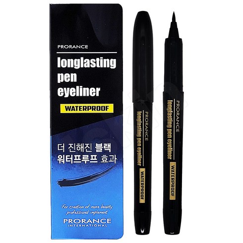 프로랑스 롱라스팅 붓펜 아이라이너 워터프루프, 2개, 블랙