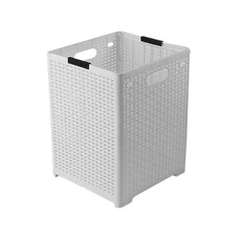 깔끔백서 접이식 라탄 패턴 빨래바구니 1개, 화이트