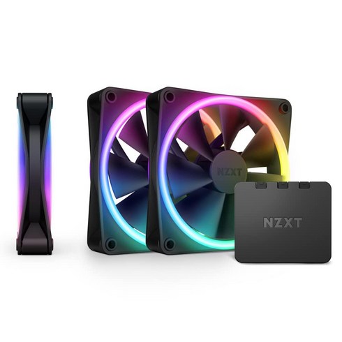 NZXT F120 RGB 듀오 트리플 팩 - RGB 컨트롤러가 있는 120mm 양면 RGB 팬 3개 - 개별 주소 지정 가능한 LED 20개 - 균형 잡힌 공기 흐름 및 정압 -