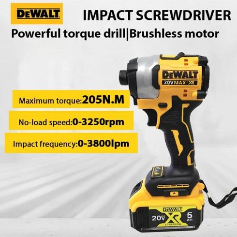 DEWALT 브러시리스 모터 무선 충전식 스크루 드라이버 전기 임팩트 드릴 전동 공구 DCF850 20V 2, 2)only tool, 1개