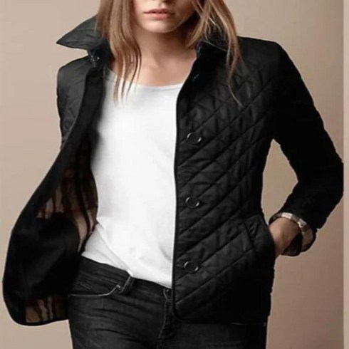 여성 오버코트 재킷 라펠 코튼 코트 클래식 격자 무늬 블레이저 싱글 브레스트 스트리트 긴팔 가을