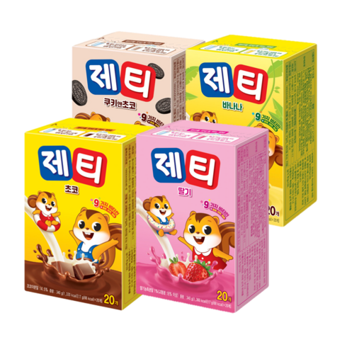 동서 제티20Tx4팩/쿠키앤/바나나/초코/딸기, 1세트, 17g