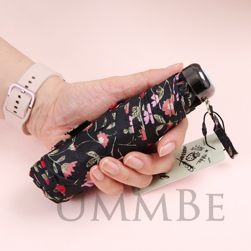 일제양산 - 일본양산 블랙잔꽃 경량 미니 5단 양산 우산 엄마양산 선물 작은가방용
