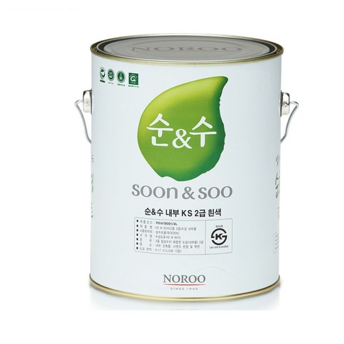 2023년 가성비 최고 순앤수ks2rmq - 노루페인트 순엔수ks 2종2급 친환경 수성 내부 페인트 백색 무광 4L 벽지벽면 아이방, NR7011, 1개
