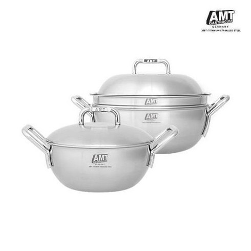 amt냄비 - AMT예316Ti 스텐 2종 세트 20cm 양수웍 + 24cm 파티웍 384842, 단일사이즈