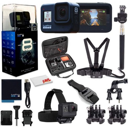 GoPro 미국 고프로 액션 카메라 HERO8 Black Digital Action Camera - Waterproof Touch Screen 4K UHD Video 12MP Ph