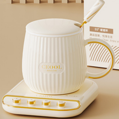 2023년 가성비 최고 젖병보온받침대 - 모어데이 3단 온도조절 머그워머 컵 보틀 젖병 분유 빵 보온 중탕 컵받침, 머그워머+세라믹컵 세트