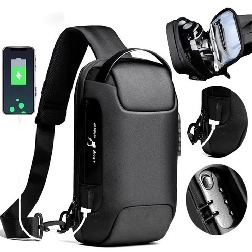 도난방지 USB 충전 방수 방검 크로스백