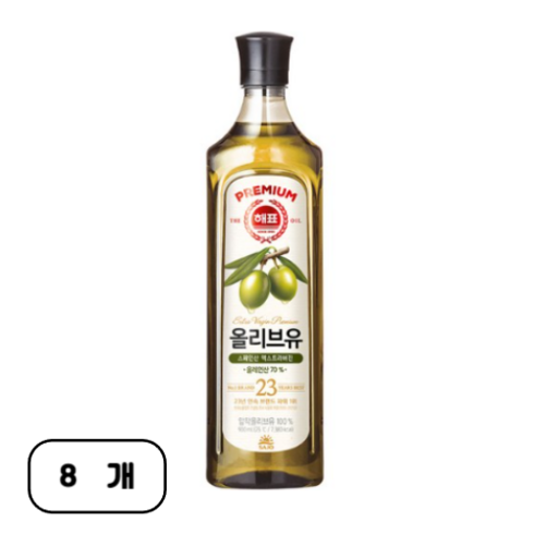 해표 올리브유, 900ml, 8개