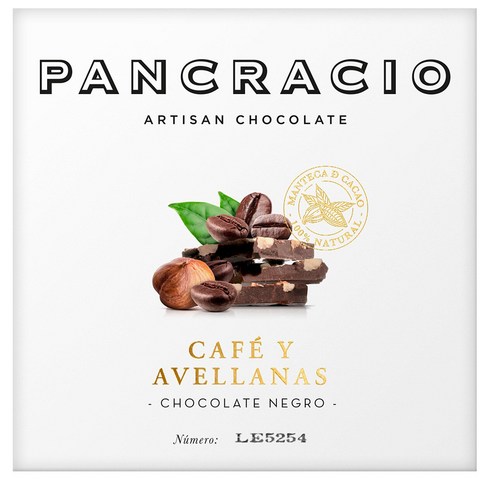 2024년 가성비 최고 판크라시오초콜릿 - PANCRACIO Dark chocolate with coffee and hazelnuts 판크라시오 커피 헤이즐넛 다크 초콜릿 40g 10팩, 10개