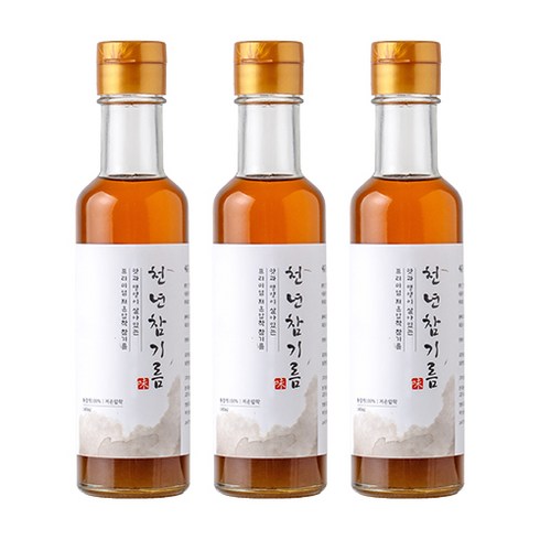 저온압착 천년 참기름, 3개, 180ml