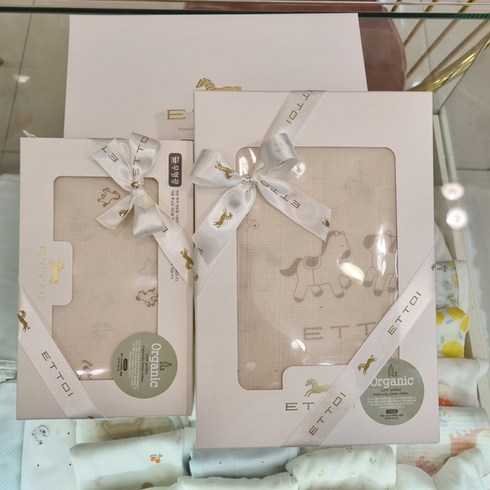 (에뜨와) (07P085002A) (출산선물세트) 실키오가닉기저귀(3매)손수건(5매) (유아 출산 백일 돌선물 조카선, 없음