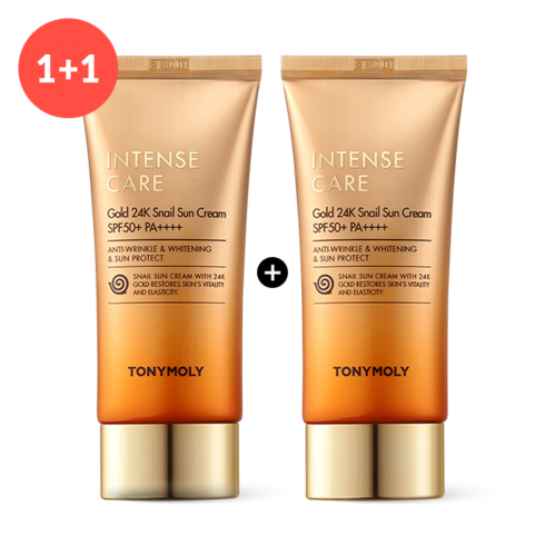 토니모리 TONYMOLY 인텐스 케어 골드24K 스네일 선크림spf50+pa++++ 50ml 1+1 에센스를 바른듯 촉촉하고 부드러운 발림성 산뜻한 마무리감, 2개