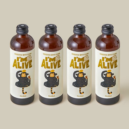 다이노스얼라이브 - 아임얼라이브콤부차 유기농 탄산음료 진저레몬, 315ml, 4개