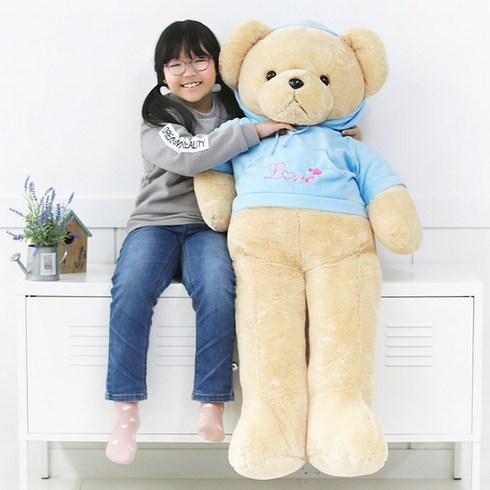 [돌앤돌스] 러블리 후드 베어 인형 블루(130cm)-대형곰인형 큰인형 봉제인형 인형선물