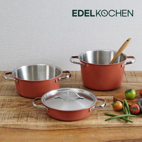 에델코첸 - [Edelkochen] 에델코첸 착착 냄비세트 18cm 세트, 레드