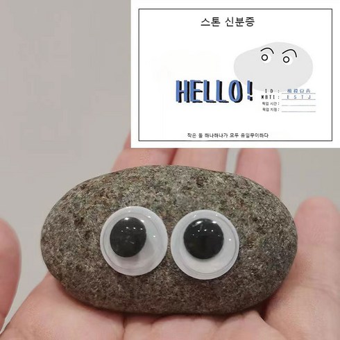 UNIYTE 애완 돌 반려 돌멩이 키우기 자갈 장식품, 1개, 올리브 콩꼬투리