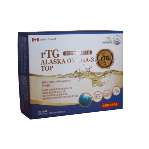 2023년 가성비 최고 알티지알래스카오메가3 - [덕성] CANADA 알티지 알래스카 오메가-3 탑 rTG ALASKA OMEGA-3 TOP+비타민D [2개월분] [4개월분], 120정, 1개