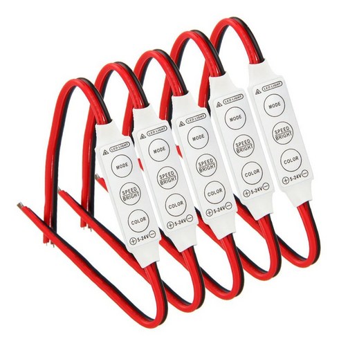 자동차 또는 가정용 LED 스트립/전구용 스트로브 플래시가 있는 5 X 12V 유선 제어 모듈, 하얀색
