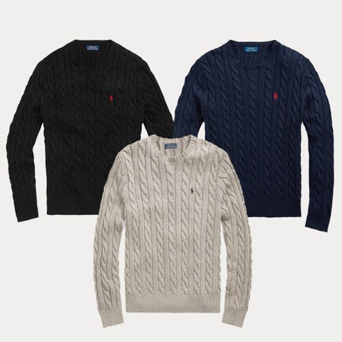폴로랄프로렌 랄프로렌 남성 라운드 케이블 니트 3종 택1