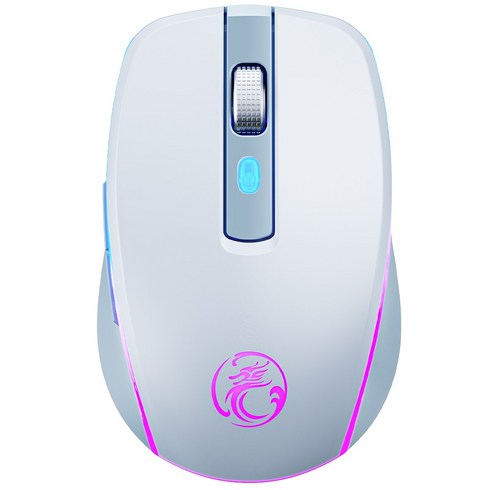 iMICE G903 마우스 무선 블루투스 듀얼 모드 마우스 2.4G 싱글 모드 마우스 충전식 발광 게이밍 게이밍 3단 DPI 마우스, 화이트