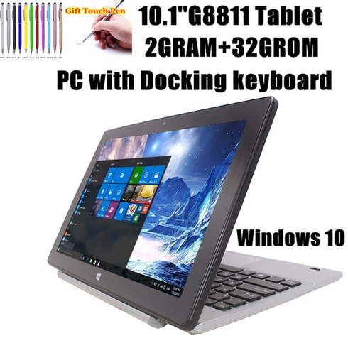 ebook리더기 이북리더 전자책뷰어 도킹 키보드가 있는 10.1인치 g8811 windows 10 태블릿 pc 2gb ddr +32gb 듀얼 카메라 쿼드 코어 wifi hdmi, 검은색, 키보드가 있는 PC