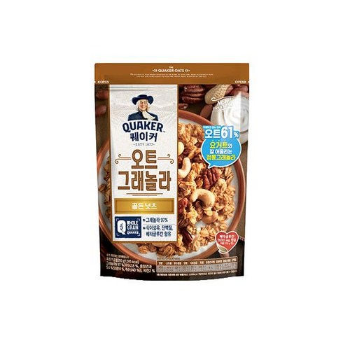 롯데제과 퀘이커 오트 그래놀라 시리얼 골든넛츠, 350g, 1개