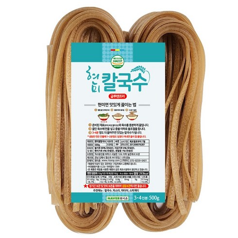 현미보리 칼국수 - 현미촌 현미쌀 칼국수 (4인분) 생칼국수면, 2개, 500g