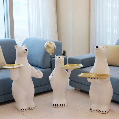 북극곰트레이 - 북극곰 현관트레이 거실 사이드테이블 매장 카페 인테리어소품, 북극곰_대형