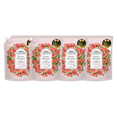 2023년 가성비 최고 르샤트라섬유유연제 - 르샤트라 섬유유연제 피오니부케 리필, 1600ml, 4개