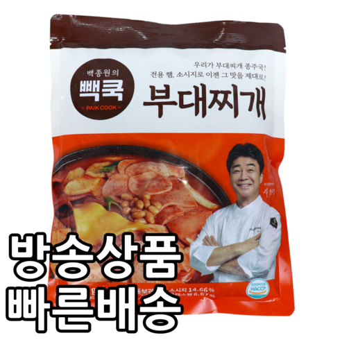 [홈쇼핑] [빠른배송] 백종원 빽쿡 부대찌개, 4개, 600g