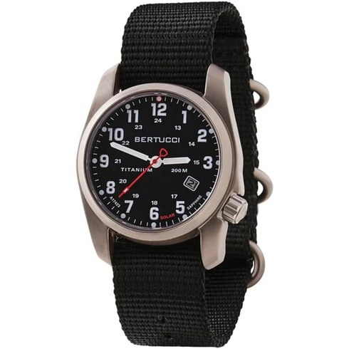 BERTUCCI A-2T Solar Classic Watch | Black Dial with Forest Nylon Band | Matte Finish | Solar Powered