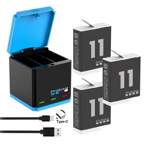 고프로 12 히어로 12 11 10 9 용 인듀어스 배터리 3 슬롯 배터리 스토리지 충전기 박스 1850mAh 고프로, 01 3BatteryWithCharger, 01 3BatteryWithCharger
