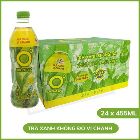 [비나푸드] 베트남음료 넘버원 레몬그린티 Tra xanh khong do Green Tea (1박스*24개*455ML), 1박스*24개, 455ml