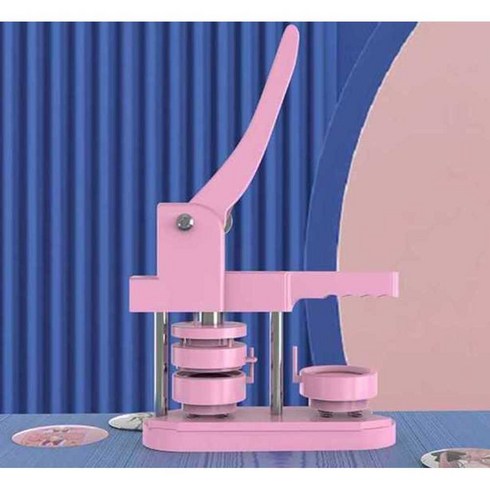 뱃지 만드는 기계 브로치 핀버튼 판촉물 와펜 프레스, 뱃지머신 (철) - 핑크+패키지1