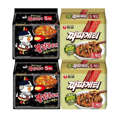 짜장불닭볶음면 - 올따옴) 농심 짜파게티 봉지 10봉+삼양 불닭볶음면 봉지 10봉, 1개