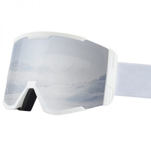 2023 원통 모양 스키 안경 성인 더블 레이어 안개 등산 고글 안티 스노우 블라인드 HD 스노우 고글, 실버 화이트 프레임