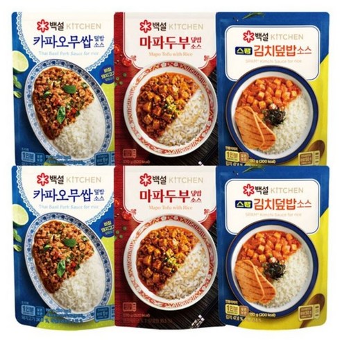 백설덮밥소스 - 백설 덮밥소스세트(마파두부덮밥+스팸김치덮밥+카카오무쌉덮밥), 2세트, 460g