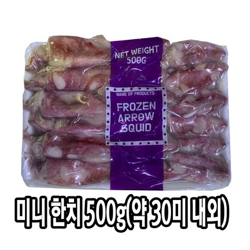 자연산 손질 한치 100미 - 다인 냉동 미니 한치 500g (약 30미) 한치숙회 물회 손질 베이비 통한치, 1개