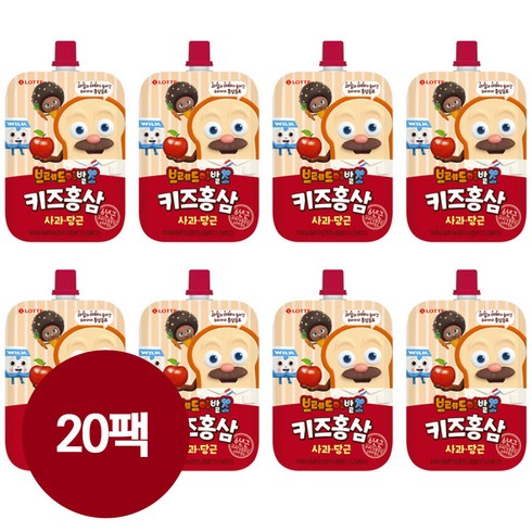 브레드이발소 키즈홍삼 사과당근 100ml x 20팩, 20개