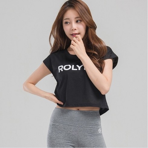 롤리핏 요가 필라테스 상의 메쉬크롭탑